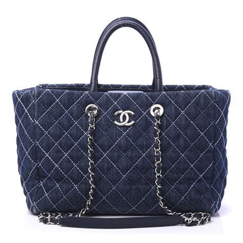 chanel denim shopping bags